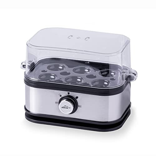 Lacor - 69344 - Eierkocher SIX OVUM, Edelstahl 18/10, 100% BPA-frei, 3 Kochstufen: Hart, Mollet, Wasser durchgelassen, Kapazität: 6 Eier, automatische Abschaltung, 23,5 x 13 x 14 cm, grau