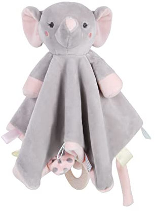 Vicloon Schmusetuch Elefant, Kuscheltuch mit Knisterfolie und Glöckchen, Weich & Waschbar, 29x 27 cm, Baby Kuscheltier, Schmusetuch für Babys ab 0+ Monaten -Rosa…
