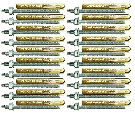Isolbau Verbundanker Set - Verbundankerpatrone styrolfrei V08 + Ankerstange verzinkt M8 x 110 - ETA/ETAG Zulassung - 20 Stück