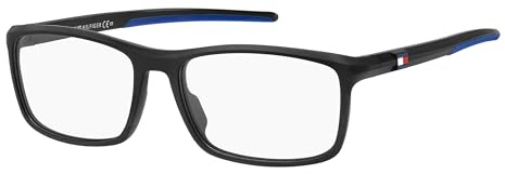TOMMY HILFIGER Rechteckig POLYAMIDE INJ Brillen in Matte Black Blue für Herren, Brille mit Sehstärke, optional mit Sonnenbrillen tönung oder Blaulichtfilter (Modell 106525)