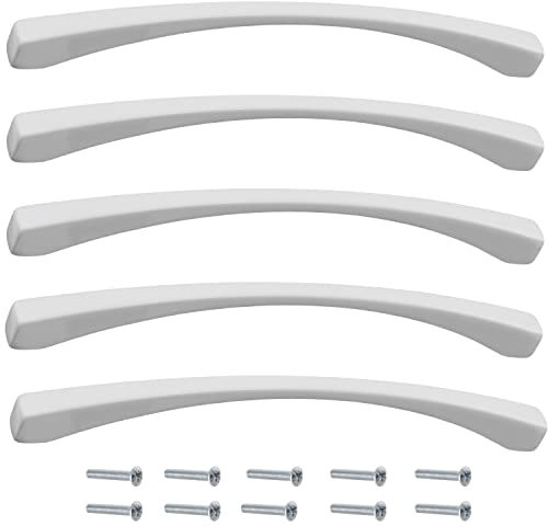 Aerzetix - C41414 - Set di 5 maniglie per porte mobili interasse 160mm - armadio cassetto design interno arredamento cucina soggiorno assemblaggio - in metallo - finitura bianco