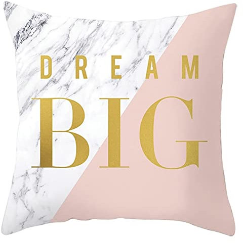 Kopfkissenbezug Rosa, Kissen Deko Klein 50X50cm Polyester Zierkissenbezüge Großer Traum Dreieck-Marmor-Muster
