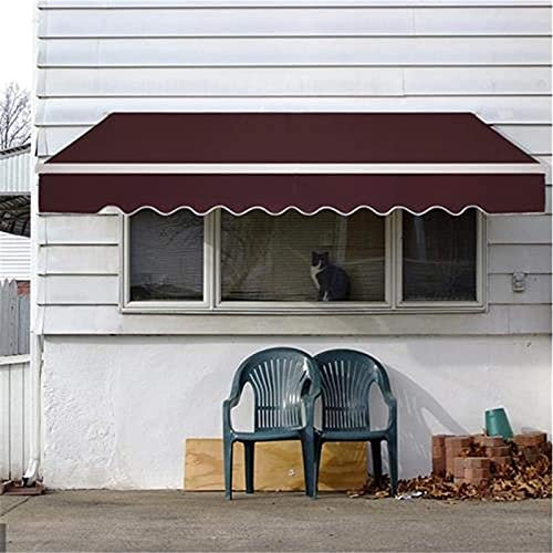 Gelenkarmmarkise Sonnenschutz, Versenkbares manuelles Markisendach mit Kurbelgriff, Außenterrasse Baldachin Deck Markisentür, für den Garten,Rot,3x2m