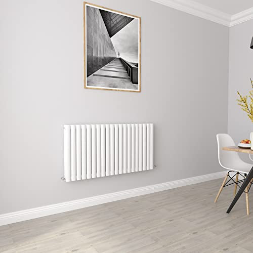 White Oval Radiators Horizontal Double Designer Radiator 600x1180mm Central Heating Radiators