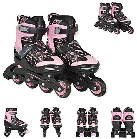 Byox Inliner 2 in 1 Double pink Rollschuhe, PU-LED-Räder, Verschiedene Größen, Größen:Gr. 34-37