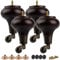 TCHOSUZ 5 inch / 13cm Wooden Furniture Legs, Pack of 4 Classic Walnut Solid Wood Round DIY Replacement Bun Feet with Caster Wheels for DIY Project Sofa Couch Cabinet Ottoman Bed Riser