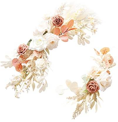 ZHDOKA Boho-Hochzeitsbogen-Blumen, Künstliche Laube, Blumenarrangement, Rustikale Blumenbogen-Girlanden, Hochzeits-Pampasgras-Girlande für Zeremonie, Empfang, Hintergrund, Hochzeit, Willkommen(A)