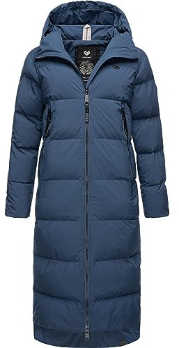 Ragwear Damen Wintermantel Warmer wasserdichter und atmungsaktiver Steppmantel extralang mit Kapuze Patrise YOUMODO Indigo Blue Gr. 4XL
