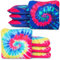 Play Platoon Turnier-Serie Cornhole Bags – Pro Style doppelseitige glatte und klebrige Seitentaschen – Set mit 8 – entworfen in den USA – 4 helle Batik- und 4 dunkle Batik-Verordnungsbeutel –