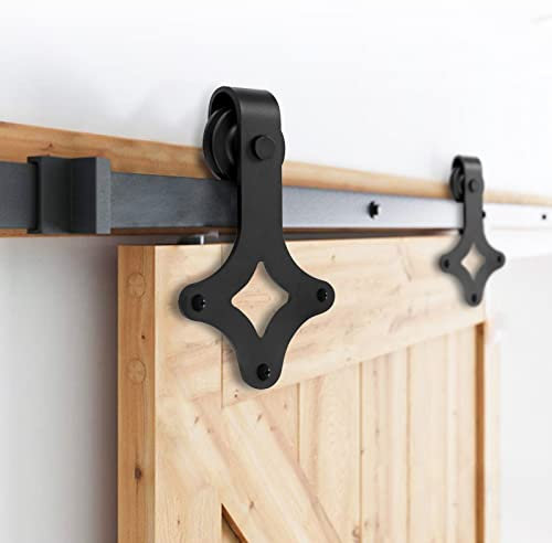 Jopassy Kit ferrure de porte coulissante, 200 cm, système de porte coulissante, capacité de charge 150 kg, pour porte coulissante individuelle en bois, diamant