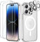 JETech 5 in 1 Magnetische Hülle für iPhone 14 Pro Max 6,7 Zoll mit 2 Stück Gehärtete Glas Schutzfolie und Kameraschutz, Kompatibel mit MagSafe, Stoßfeste Stoßfänger Handyhülle (Durchsichtig)