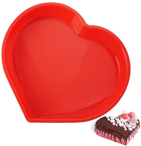 EXIN DECHEN Molde Bizcocho Silicona, Molde Tarta Corazon 25cm, Moldes de Silicona Reposteria Antiadherente y Fácil de Soltar del Molde, Adecuado para Creaciones de Repostería Casera de Tartas Pudding