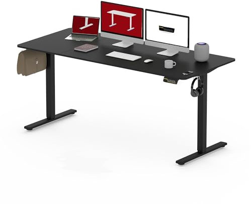 SANODESK Höhenverstellbarer Schreibtisch 160 x 60 cm Schreibtisch Höhenverstellbar Elektrisch Ergonomischer Steh-Sitz Tisch Computertisch für Heimbüro Homeoffice(schwarz)