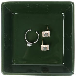 Nwvuop Ceramic Jewellery Trinket Dish, Ring Holder Trinket Dish Key Bowl for Hallways Gifts for Women Her(Dark Green)