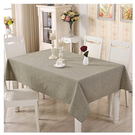 Lieson Rechteckige Tischdecke 140x220 cm, Polyester Baumwolle Tischwäsche Abwaschbar Modern Schlichte Einfarbig Tafeldecke für Küchentisch und Outdoor Tischtuch, Grau Grün