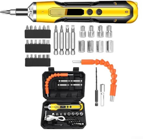 HEBEOT Juego de destornilladores eléctricos inalámbricos de 6,8 V, herramienta eléctrica, combinación doméstica, batería recargable, mini taladro magnético, 162 x 30 x 10 mm (C)