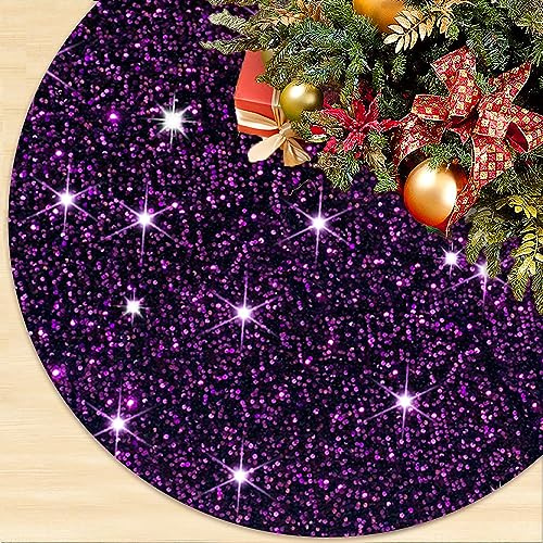 ROMANKAS Lila Glitzer Weihnachtsbaum Rock Samt Weihnachtsbaum Röcke 60 Zoll Meerjungfrau Pailletten Halloween Baumrock Sparkle Baummatte Vintage Pailletten Weihnachtsbaum Teppich Winter Urlaub