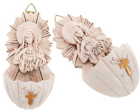 MUSISALY 2pcs Family Holy Water Basin Holy Family Holy Water Font Catholic Holy Water Holy Water Font Wall Decor Holy Water Font for Living Room Wall Hanging Holy Water Font Resin