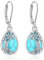 EUDORA Harmony Ball Boucles D'oreilles Turquoise en Argent Sterling S925 pour Femme, Boucles D'oreilles Pendantes en Forme D'arbre de Vie en Forme de Goutte D'eau Turquoise pour Maman et épouse
