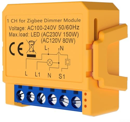 Zilimontt Smart Dimmer Light Switch Module, 1/2 Gang, APP Voice Control, Dimmer Switch Module, Smart Dimming Switch (For ZigBee 1Gang)