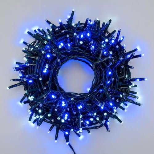 ReTaaj 300 LED Cluster String Lights Fairy Light 8 Modes for Indoor Outdoor Xmas Tree Garden Decoration Battery Powered (Blue White)