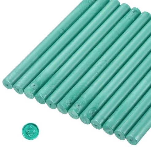 sourcing map 12 Pcs Cyan Cylinder Sealing Wax Stick Glue Gun Wax Seal Rod Craft Adhesive Waxing for Letter Seal Wax Stamp,Wedding Invitations, Packaging Decoration