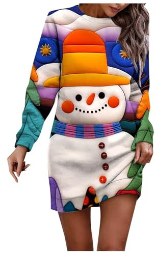 Robe décontractée à manches longues pour femme - Automne et hiver - Couleur unie - Col rond - Robe longue élégante, lilas, XXL