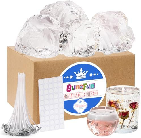 Gel Wachs Kerze Making Kit mit 4 Stück Premium Clear Jelly Wachs für die Kerzenherstellung, 50pcs Wachs Dochte & 50pcs Aufkleber für Gel duftende Kerze machen, Home Decor, Craft Projekte