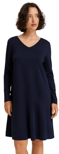 Hanro - Cotton Silk Damen Nachthemd – Langarm, V-Ausschnitt, 100 cm, Merzerisierte Baumwolle