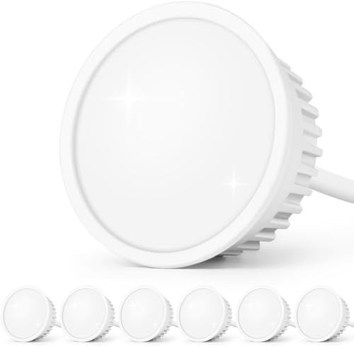 GeyouLux LED Modul 230V Ultra Flach ø50x23mm 2700K Warmweiß 6er set | 5W 500LM Modul für Einbaustrahler Aufbauspot, IP44 120° Abstrahlwinkel Ersatz MR16/GU10 Leuchtmittel