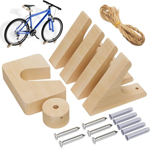 Fahrrad Wandhalterung, Holz Fahrradhalterung Wand mit 50 KG Tragkraft, Fahrrad Aufhängung für Rennrad, Mountainbike, Hybrid, Tandem