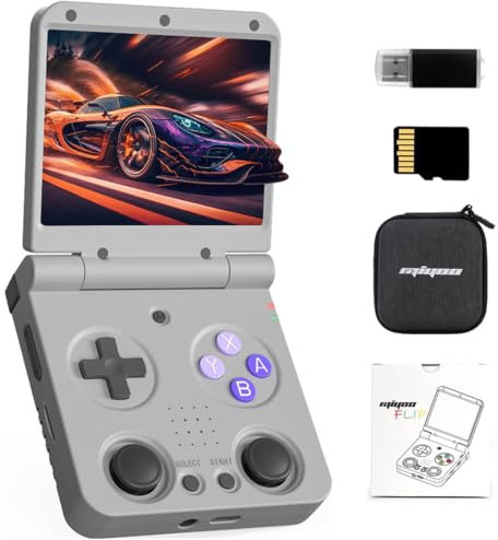 NULA Miy-oo Flip V2 Retro Handheld Games Console, 3.5 Inch IPS Screen Portable Game Player Linux System RK3566 Quad-core Cortex-A55 CPU Classic Gaming Emulator -No Games