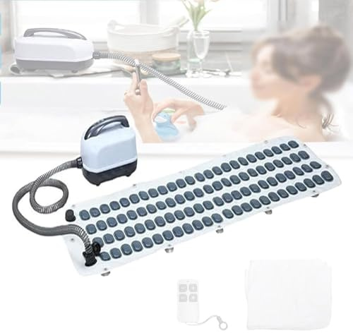 RayGenius Ultra-Entspannende Home Surf Massage-Badematte, GanzköRper-Spa-GeräT Mit 6-Gang-Einstellung, rutschfeste Badewannenmatte Mit Aufblasbarem Kissen