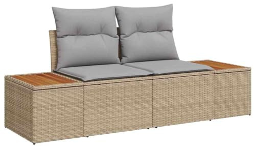 vidaXL Gartensofa Beige 184 x 62 x 85cm Poly-Rattan, Garten und Terrasse, modernes Outdoor-Sofa-Set, rechteckige Rattan-Lounge, stilvolle Sitzmöbel
