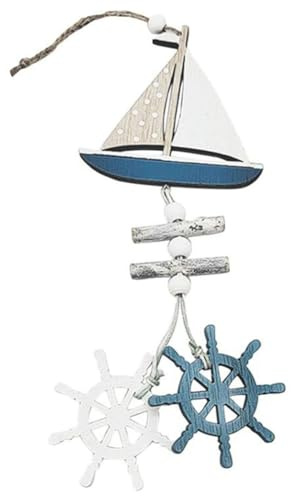 Jrudjsnhhty Marine Style Wooden Pendant Ocean Wind Crafts Small Boat Innovative Accessory Wall Hanging Decoration-A