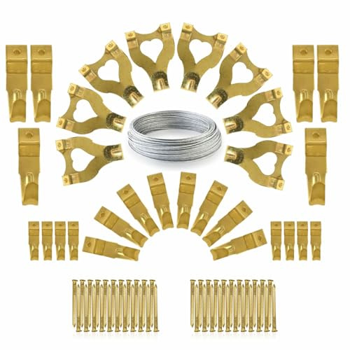 Picture Hooks Kit Professional Wall Hook Kits Frame Pictures Hanging Box Mirror Plasterboard Hanger with Nails Paintings Artwork Hangings Wire Photos Canvas Hangers Screw Sets (Pack of 1)