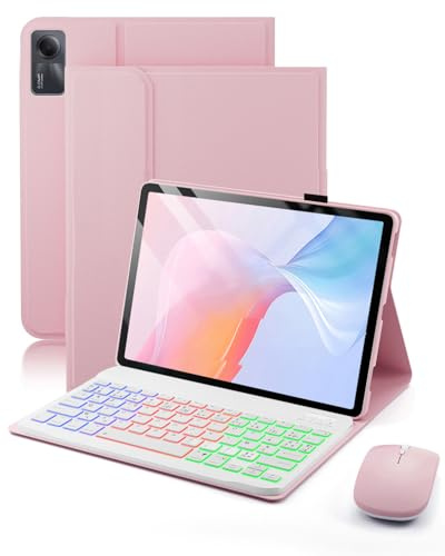 Pour Xiaomi Redmi Pad 2 (2025) 11 Pouces / Xiaomi Redmi Pad SE (2023) 11 Pouces Coque Étui Avec Bluetooth sans fil Français (AZERTY) Clavier Rétroéclairé Et Souris Protection Backlight Keyboard Case