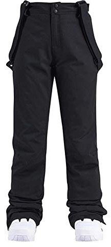 Pantalon de Ski pour Femme Pantalon de Ski à Bretelles Pantalons De Snowboard Salopette d'hiver Chaud imperméable Coupe-Vent Amovible Pantalons Skii Vêtement De Skii Salopette (01 Black, XXXL)