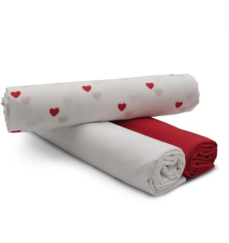 VmG-Store 1,5m Baumwollstoff Set Designstoff + 2x Uni farblich abgestimmt 100% Baumwolle Material Auswahl (Herzen Set36)
