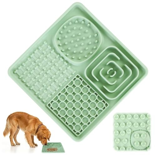 Schleckmatte Hunde Katzen Gross 20cm, Silikon Leckmatte Dog mit Saugnäpfen | Slow Feeder Lick Pat Hund für Baden und Fellpflege Fütterungsmatten, AngstlöSende, BPA-frei, 20x20 cm