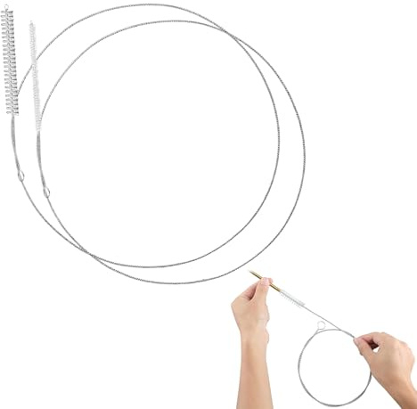 Goupillon Paille 100cm Flexible, Brosse de Nettoyage Longue pour Tuyau et Réfrigérateur, Lot de 2 Diamètres 0,6 et 1,2cm en Acier Inoxydable pour Bouteille et Aquarium