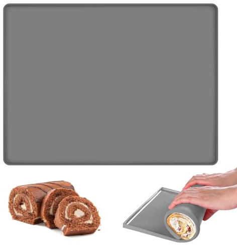 Dauerbackmatte mit Rand Silikon, 30 x 40 cm Backmatte Silikon Backofen, BPA-frei Silikonmatte Backen, Antihaft Rutschfeste Backblech, Wiederverwendbar Silikonmatte Backofen für Roulade, Kuchen, Gebäck