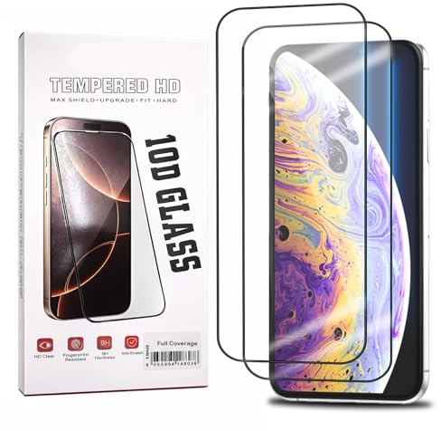 Screen Protector for iPhone XS Max [6.5-Inch], Tempered Glass Screen Protector Full Coverage Edge to Edge 9H Hardness Case Friendly Anti Scratch HD Clear, 2-Pack