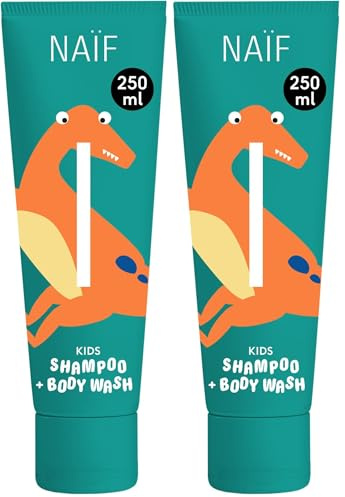 Naïf - Shampoo e Docciaschiuma 2 in 1 per Bambini - Deterge rapidamente - Formula delicata - 0% SLES - Dermatologicamente testato - Di origine naturale (Confezione da 2)