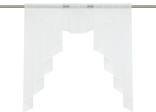 HongYa transparenter Voile Scheibengardine Tunnelzug Kurzstore Küche Kleinfenster Gardine H/B 145/140 cm Beige