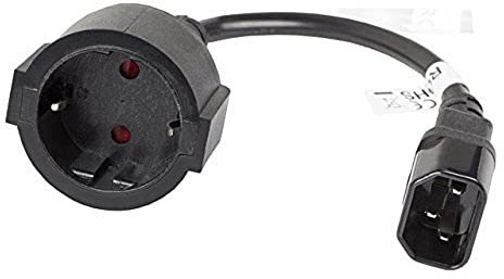 lanberg CA-C14E-10CC-0018-BK Iec 320 C14 Buchse auf Shuko-Buchse Netzkabelverlängerung, 0,2m schwarz
