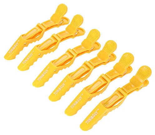 6 clip per capelli, Fermagli per Parrucchiere, Coccodrillo Pinza in Plastica, Fermagli Capelli Professionali, sezionamento per acconciature, pinza antiscivolo, unica,Pinze per Capelli Clip (giallo)