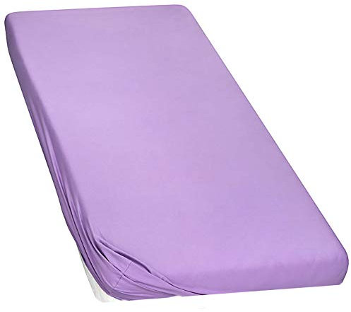 Moon-Luxury Topper Spannbettlaken Jersey Stretch Spannbetttuch Boxspringbett 97% Mako-Baumwolle 3% Elastan 230g/m²-flieder-180x200-200x220