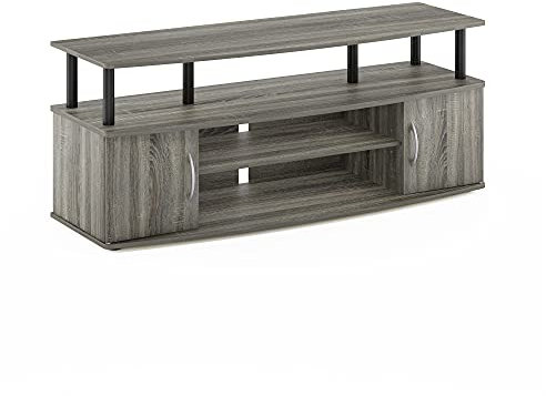 Furinno JAYA Large Entertainment Center, TV Stand, TV Unit Hold up to 55 Inch TV, French Oak/Black, 119.9 (W) x 49.8 (H) x 40.1 (D) cm