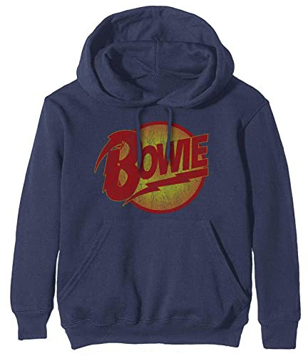 Band Monkey David Bowie Unisex Pullover Hoodie Vintage Diamond Dogs Logo Navy